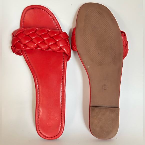 Rogue Vintage Red Leather Braided Slides Sz 9 - Picture 5 of 7